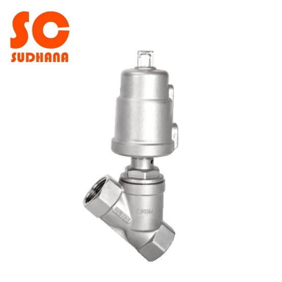 Pneumatic threaded stainless steel angle seat valve