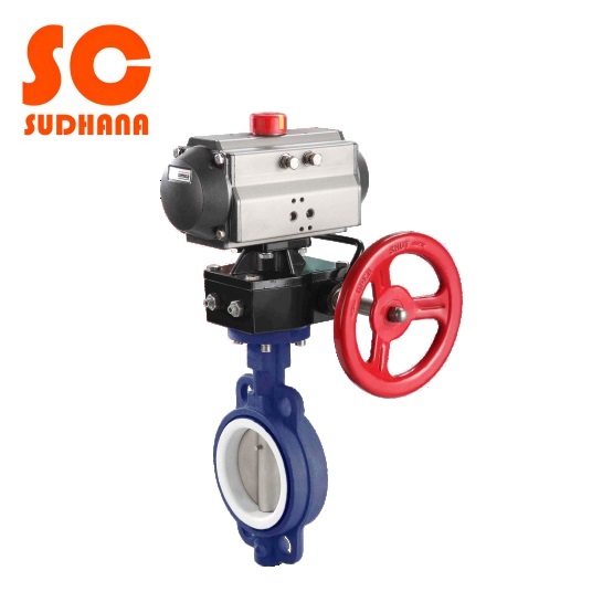 Pneumatic PTFE sealed butterfly valve