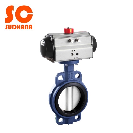 Pneumatic soft seal cast iron butterfly valve