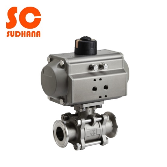 Pneumatic three-piece clamp ball valve